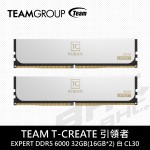 TEAM 十銓 T-CREATE 引領者 EXPERT DDR5 6000 32GB(16GB*2) PC 白CL30