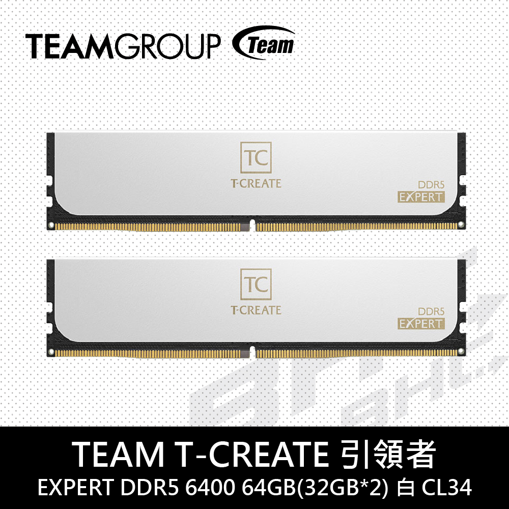 TEAM 十銓 T-CREATE 引領者 EXPERT DDR5 6400 64GB(32GB*2) PC 白CL34