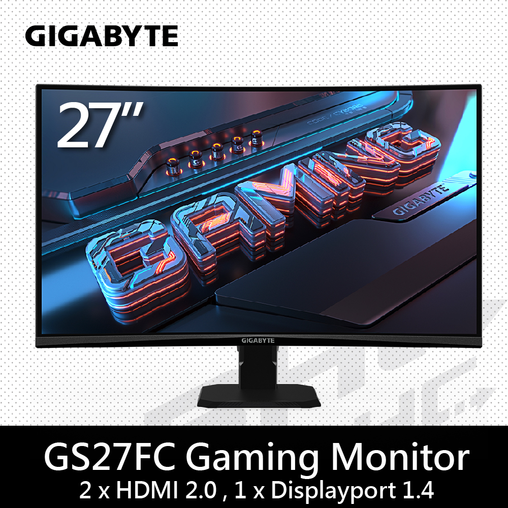 技嘉 GS27FC (HDMI*2/DP/1ms/180Hz)27吋VA曲面液晶螢幕