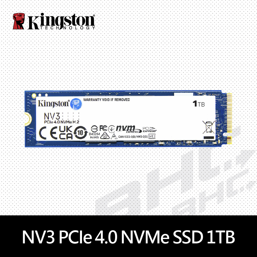 (到12/31止)金士頓 NV3 1TB M,.2 PCIe 4.0 Gen4(讀:6000M/寫:4000M)【三年】